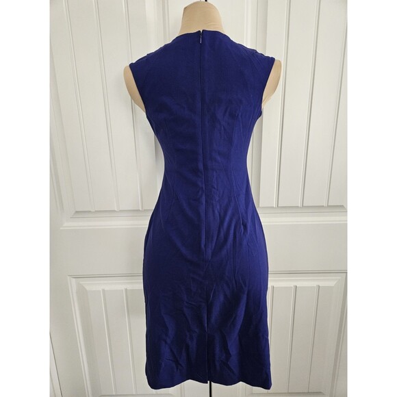 Calvin Klein Byzantine Blue Cut-out Neck Side Ruched Sheath Dress Sz 2 P - Picture 5 of 9